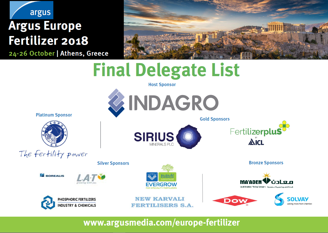 Argus Europe Fertilizer sample attendee list 2018